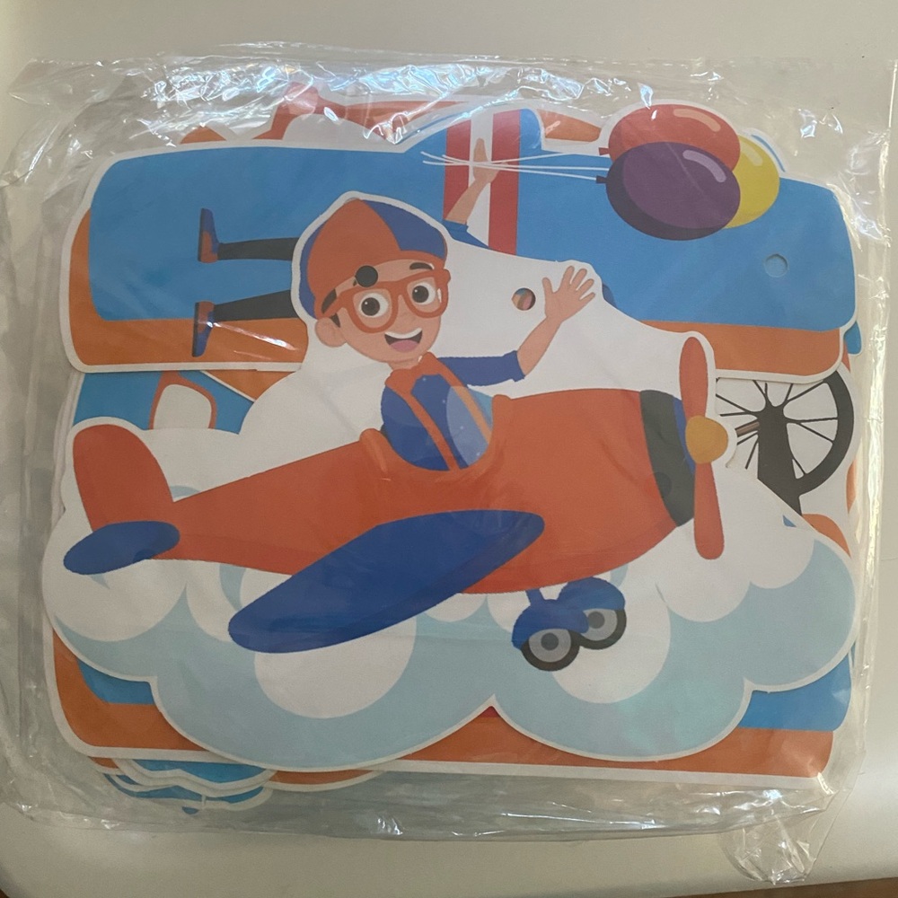 Blippi  birthday banner happy birthday  balloons cupcake toppers
